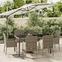 Prolenta Maison Exclusive - Ensemble de salle à manger de jardin 7 pièces avec coussins gris en polyrotin