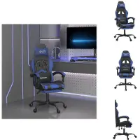 vidaXL Chaise de jeu avec repose-pieds Pivotant Noir & Bleu Similicuir - Fauteuil de jeu