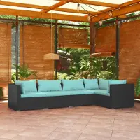 Prolenta Maison Exclusive - Ensemble de salon de jardin 5 pièces avec coussins en rotin synthétique noir