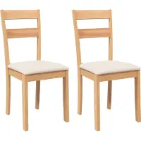Syfax Chaises à manger coussins 2 pcs naturel bois massif caoutchouc