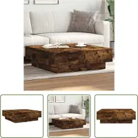 The Living Store Table basse chêne fumé 90x90x28 cm bois composite