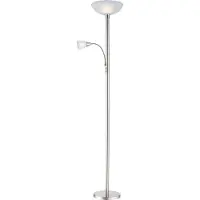 Globo Lampadaire LED - nickel mat - blanc - verre - métal - H 178 cm - avec bras de lecture