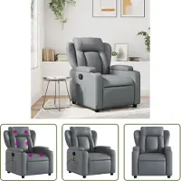 The Living Store Fauteuil de massage Gris Similicuir