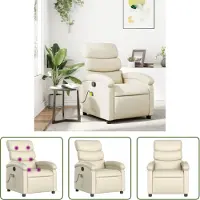 The Living Store Fauteuil de massage Crème Similicuir