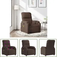 The Living Store Fauteuil de massage Marron Tissu microfibre