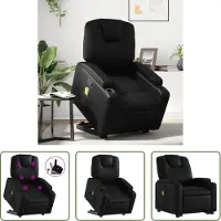 The Living Store Fauteuil de massage avec releveur Noir Similicuir