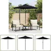 The Living Store Parasol avec mât en acier noir 225x225x212 cm