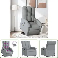The Living Store Fauteuil de massage avec releveur Gris clair Tissu