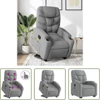 The Living Store Fauteuil de massage avec releveur Gris clair Tissu