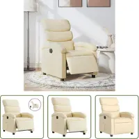 The Living Store Fauteuil relax électrique Crème Tissu