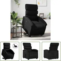 The Living Store Fauteuil relax releveur électrique noir similicuir