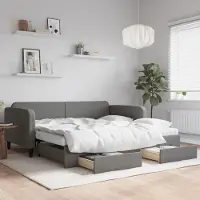 Prolenta Maison Exclusive - Lit de jour convertible avec tiroirs, gris foncé, 100 x 200 cm, tissu