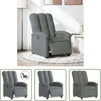 The Living Store Fauteuil Relax Electrique Gris Foncé Tissu