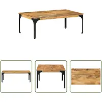 The Living Store Table basse 100x55x35 cm en bois massif de manguier