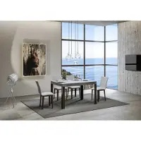 Itamoby - Table extensible 140/224x80 cm Linea gris béton pieds anthracite