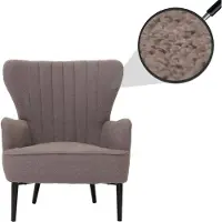 Mendler Lounge-Sessel HWC-K37, Cocktail-/Ohrensessel Polsterstuhl Retro Vintage Stoff Bouclé (600g/m²) Öko-Tex hellgrau