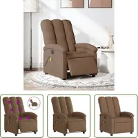 The Living Store Fauteuil de massage électrique Marron Tissu