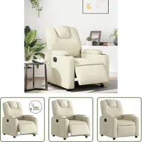 The Living Store Fauteuil relax électrique Crème Similicuir