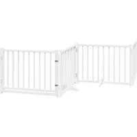 Syfax Barrière pour chiens avec porte 4 panneaux bois de sapin massif