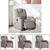 The Living Store Fauteuil de massage électrique Taupe Tissu