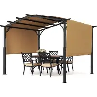 Vevor Pavillon 3x3 m, abri avec toit rétractable, grand pavillon de terrasse, tente de réception, pavillon de jardin stable pour terrasse, arrière-cour, véranda, piscine