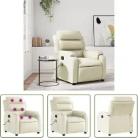 The Living Store Fauteuil de massage Crème Similicuir