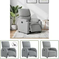 The Living Store Fauteuil Relax Electrique Gris Clair Tissu