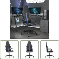 The Living Store Chaise de jeu avec fonction de massage Bleu et noir Similicuir