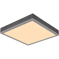 Globo Lighting Plafonnier LED, bois, alu, gris, carré, L 30 cm