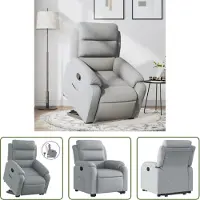 The Living Store Fauteuil relax avec releveur Gris clair Tissu