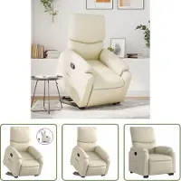 The Living Store Fauteuil relax avec releveur Crème Similicuir