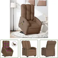 The Living Store Fauteuil de massage électrique avec releveur Marron Tissu