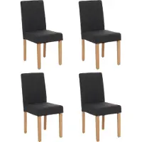 Mendler Lot de 4 chaises de salle à manger Littau, tissu, noir, pieds clairs