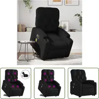 The Living Store Fauteuil de massage avec releveur Électrique Noir Similicuir