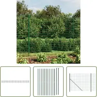 The Living Store Clôture grillagée avec bride de sol Vert 2x25 m