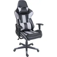 Mendler Chaise de bureau HWC-F84, pivotante, fauteuil de jeu en ligne, fauteuil directorial, similicuir noir/gris