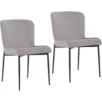 SVITA FREDDIE Chaise de salle à manger, lot de 2, revêtement velours côtelé, pieds métal gris clair