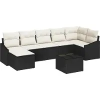 Syfax Ensemble de Canapés avec coussin 8 pcs Noir polyrotin