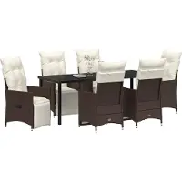 Syfax Ensemble de salle à manger pour jardin 7 pcs Marron polyrotin