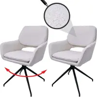 Mendler Fauteuil de salle à manger HWC-N74, chaise de cuisine, pivotante avec retour automatique, revêtue en tissu bouclé (540g/m²), couleur crème