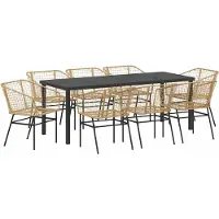 Syfax Ensemble de salle à manger pour jardin 9 pcs Marron polyrotin