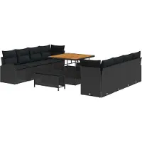 vidaXL "Promotion d'hiver" Ensemble de canapé de jardin avec coussin avec mémoire 11 pcs Noir - Canapés de jardin CC14104