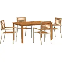 Syfax Ensemble de salle à manger pour jardin 5 pcs Beige