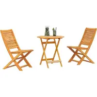 Syfax Ensemble bistro pliant 3 pc Marron Bois d'Acacia Massif