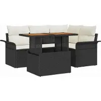 Syfax Ensemble de canapé de jardin 5 pcs Noir Poly rotin