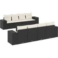 Sonstiges Salon de jardin 9 pcs avec coussins noir résine tressée