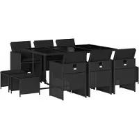 vidaXL Ensemble de jardin 11 pièces avec coussins Noir Poly Rattan