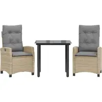 Syfax Ensemble à manger de jardin et coussins 3 pcs mélange beige