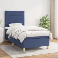 Prolenta Maison Exclusive - Sommier à lattes de lit avec matelas Bleu 100x200 cm Tissu