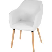 Mendler Chaise de séjour / salle à manger Malmö T381 style rétro des années 50 similicuir, blanc